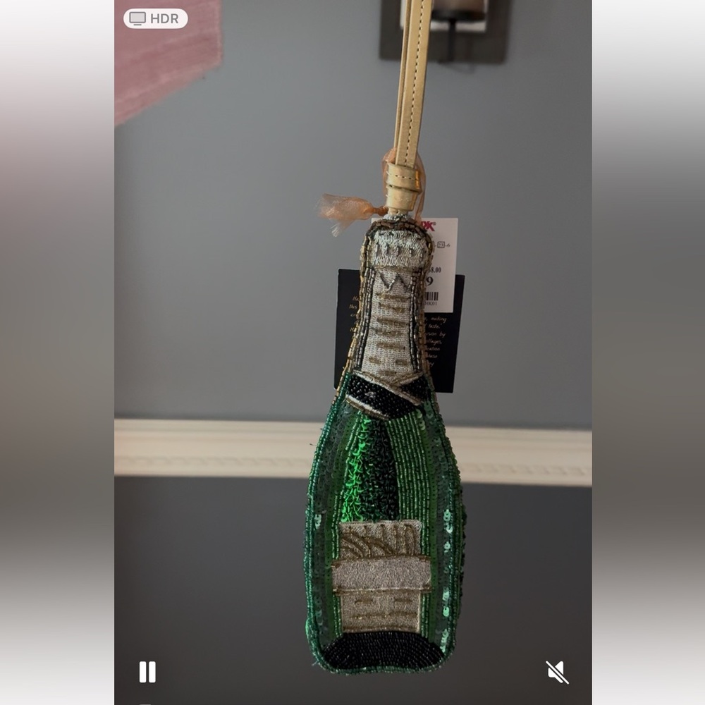 Viral beaded champagne bottle beaded bag. NWT